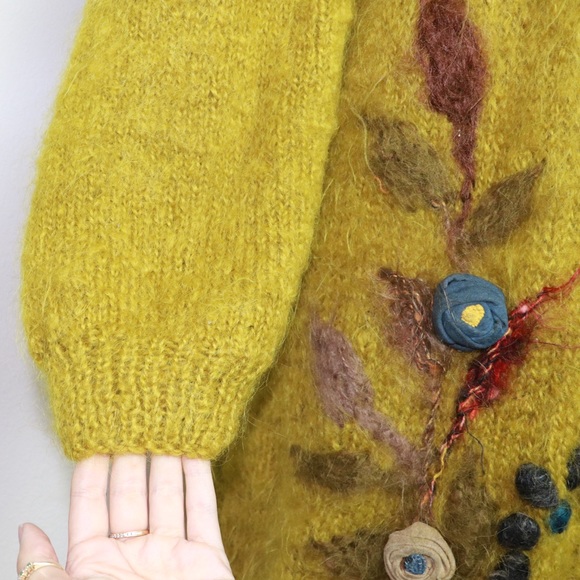 Rare Vintage Mohair Button Up Long Coat Green - Picture 8 of 11